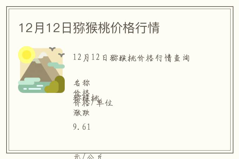 12月12日獼猴桃價格行情