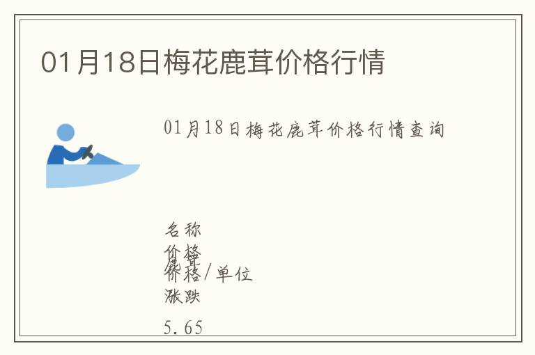 01月18日梅花鹿茸價格行情