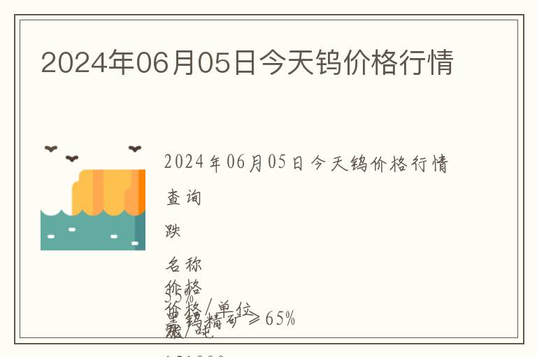 2024年06月05日今天鎢價格行情