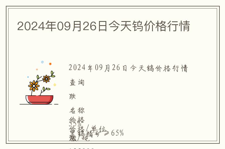 2024年09月26日今天鎢價格行情