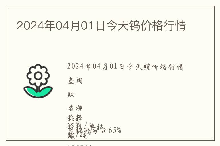 2024年04月01日今天鎢價格行情