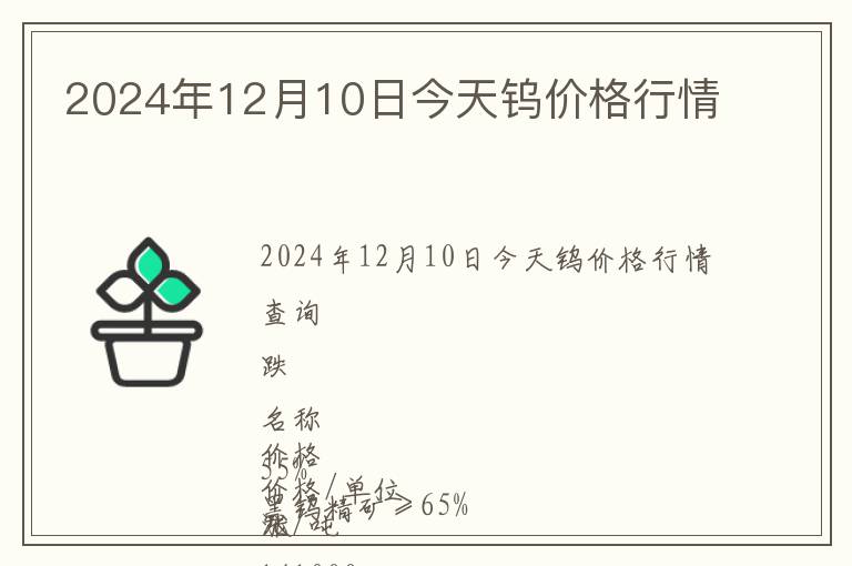 2024年12月10日今天鎢價格行情