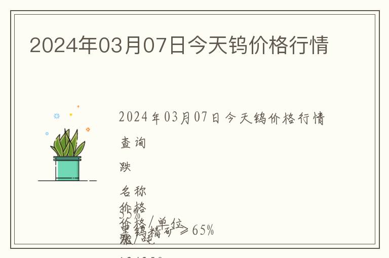 2024年03月07日今天鎢價格行情