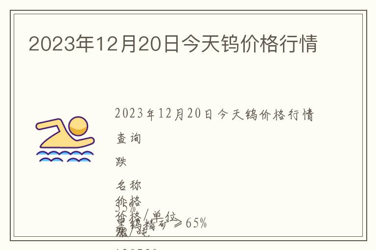2023年12月20日今天鎢價格行情
