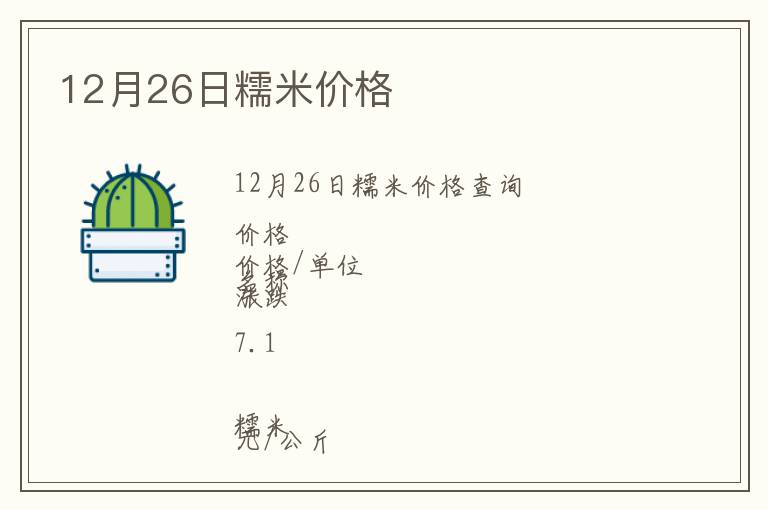 12月26日糯米價格