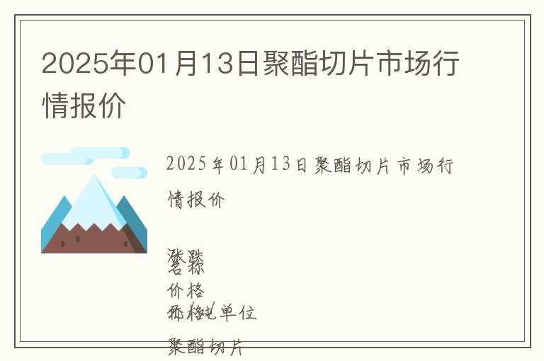 2025年01月13日聚酯切片市場行情報價