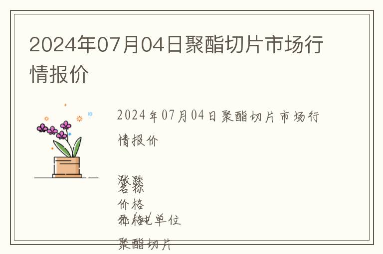 2024年07月04日聚酯切片市場行情報價
