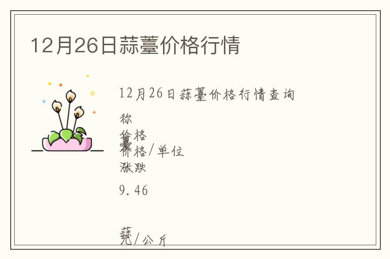12月26日蒜薹價格行情