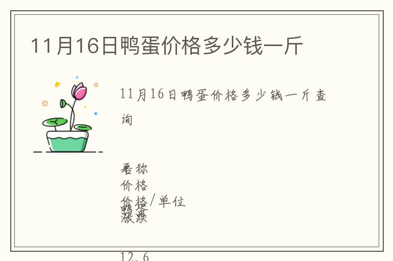 11月16日鴨蛋價格多少錢一斤