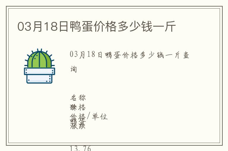 03月18日鴨蛋價格多少錢一斤