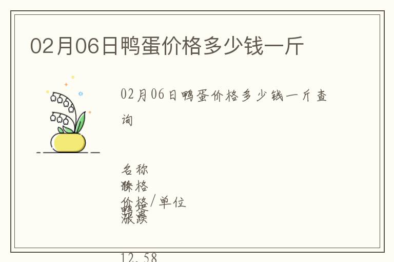 02月06日鴨蛋價格多少錢一斤