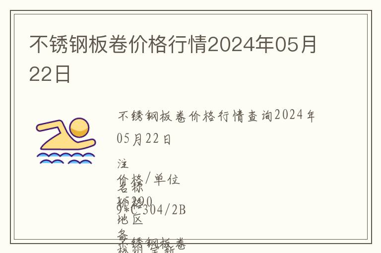 不銹鋼板卷價格行情2024年05月22日