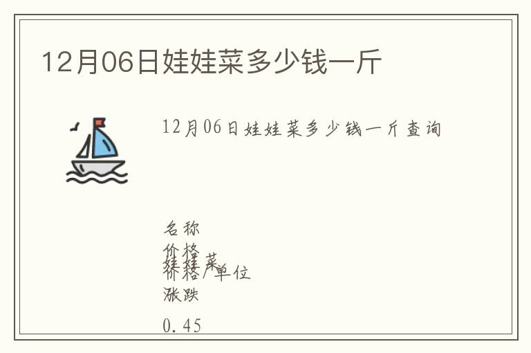 12月06日娃娃菜多少錢一斤