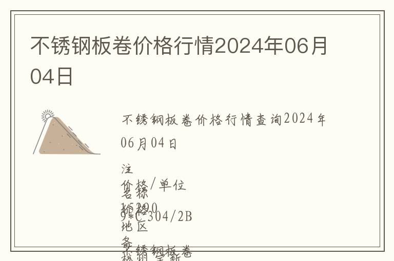 不銹鋼板卷價格行情2024年06月04日
