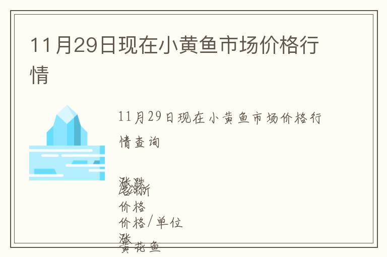 11月29日現在小黃魚市場價格行情