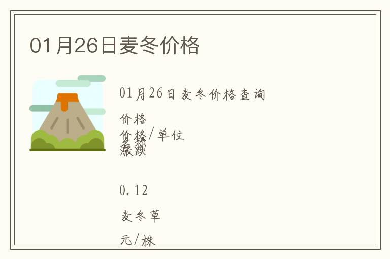 01月26日麥冬價格