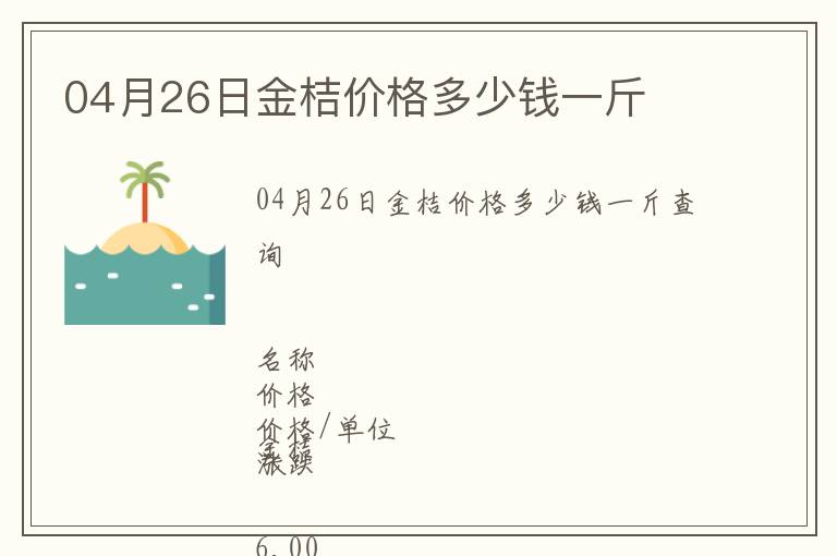 04月26日金桔價格多少錢一斤
