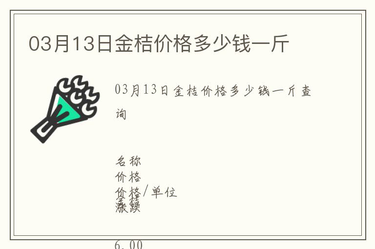 03月13日金桔價格多少錢一斤