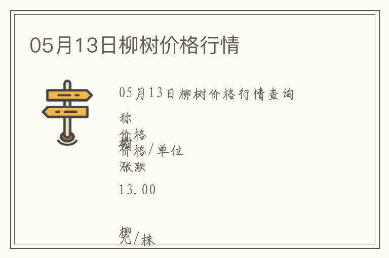 05月13日柳樹價格行情