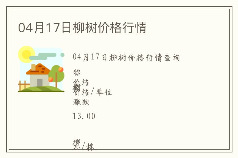 04月17日柳樹價格行情