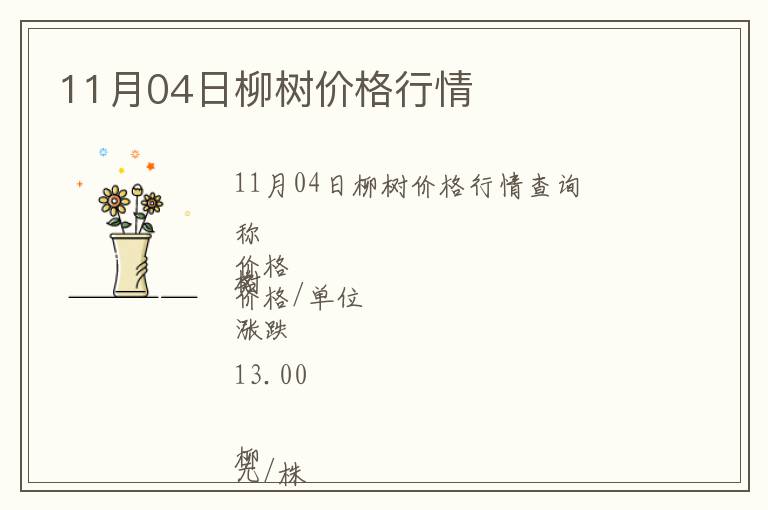11月04日柳樹價格行情
