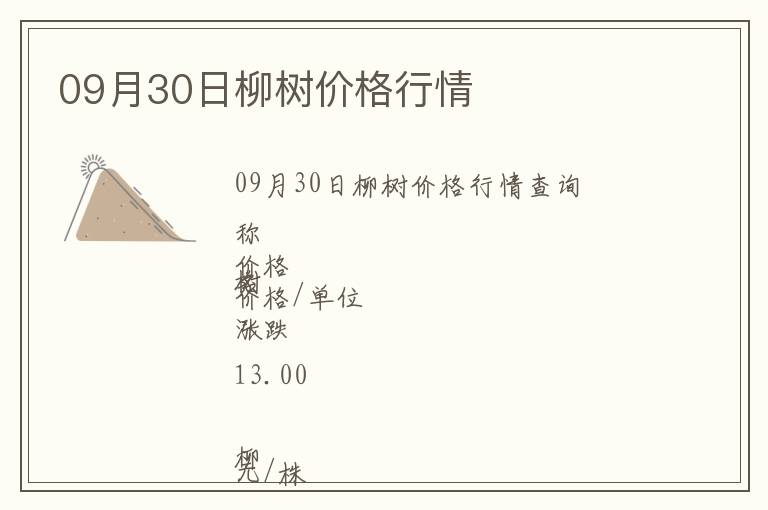 09月30日柳樹價格行情