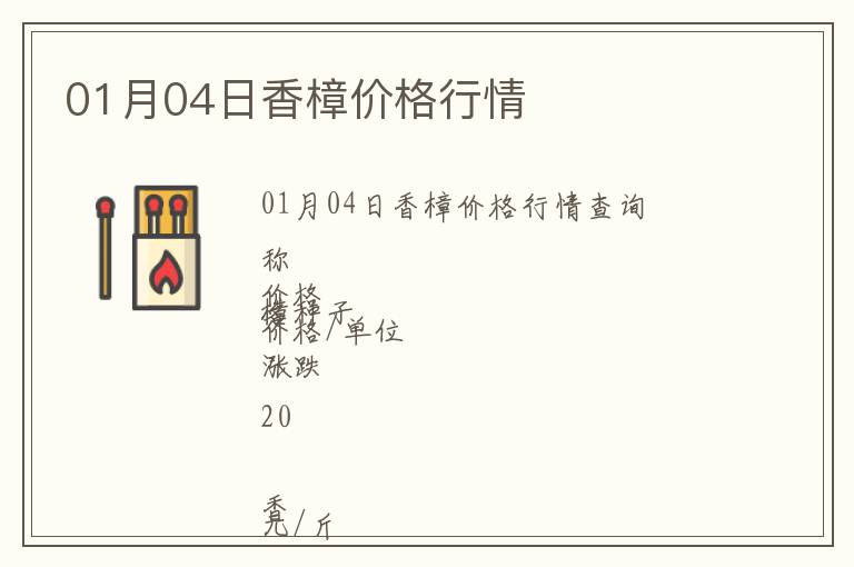 01月04日香樟價格行情