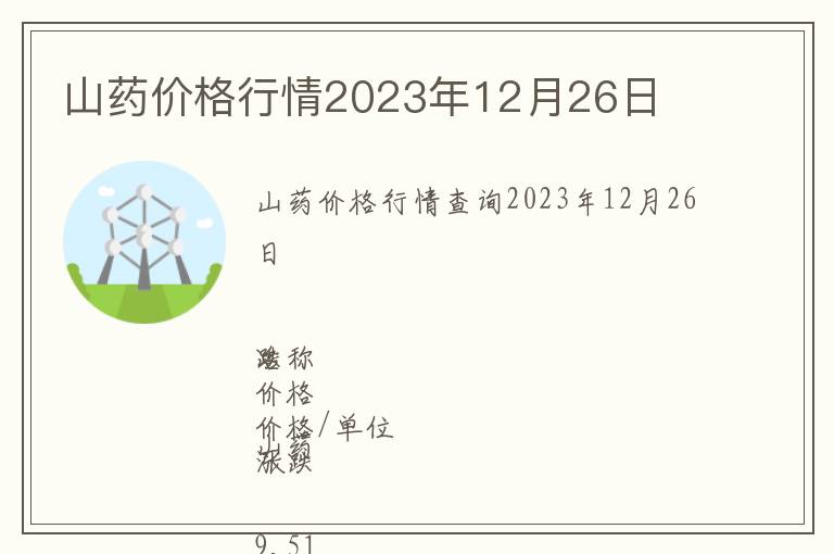 山藥價格行情2023年12月26日