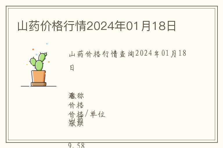 山藥價格行情2024年01月18日