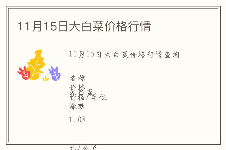 11月15日大白菜價格行情