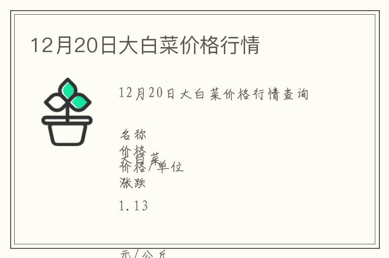 12月20日大白菜價格行情