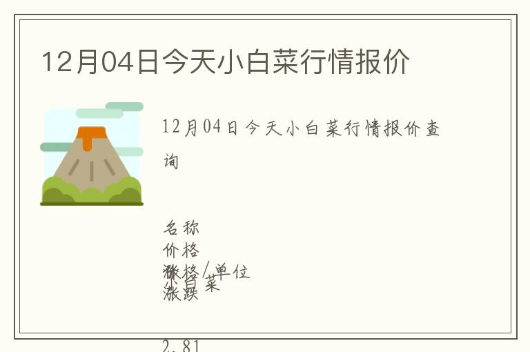 12月04日今天小白菜行情報價