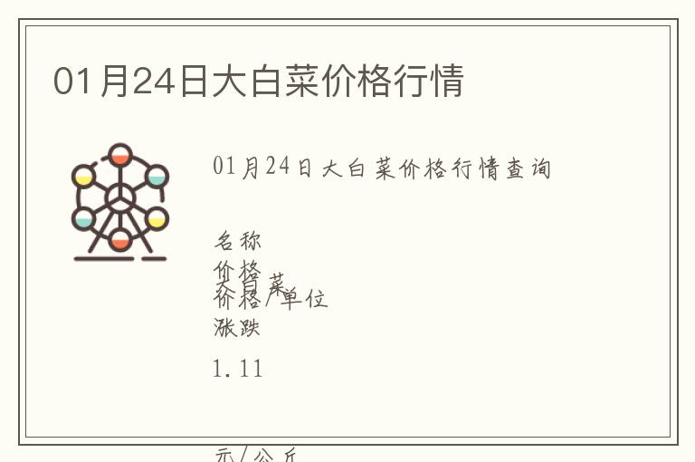 01月24日大白菜價格行情