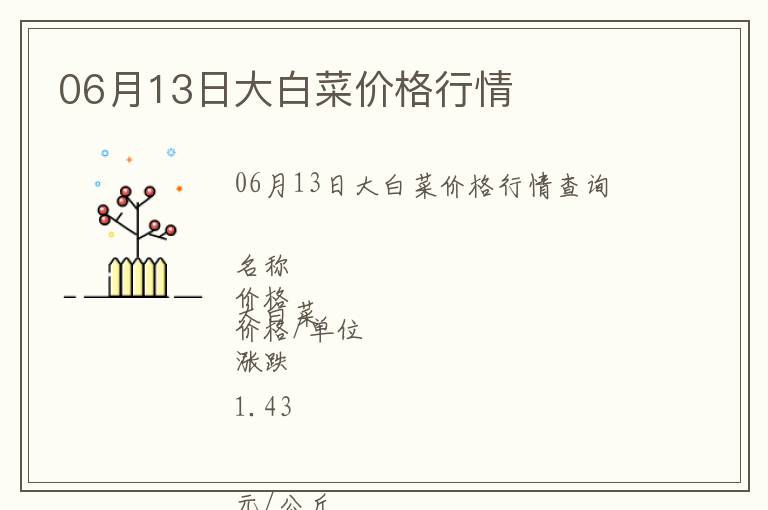 06月13日大白菜價格行情