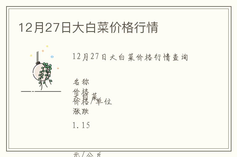 12月27日大白菜價格行情
