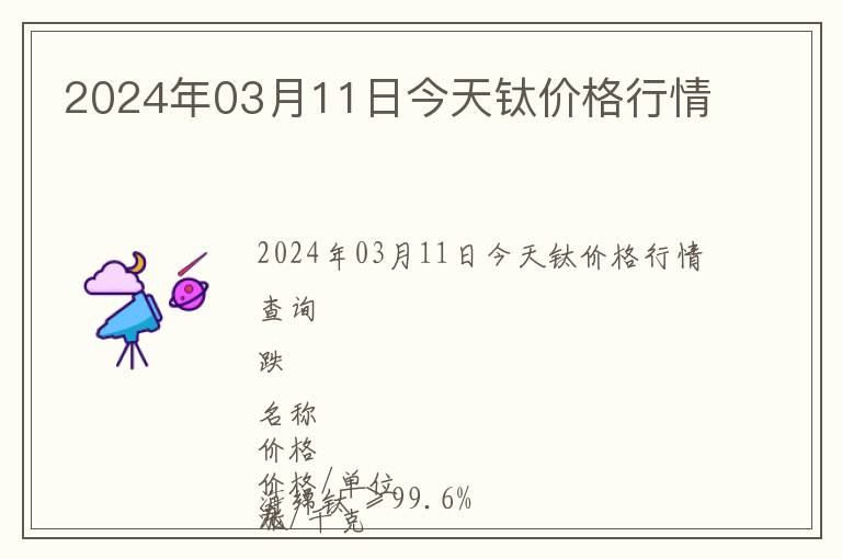 2024年03月11日今天鈦價格行情