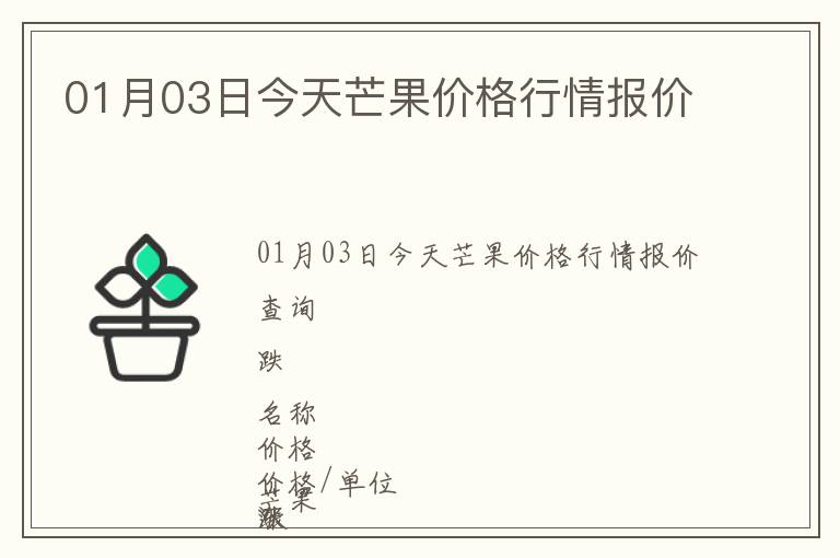 01月03日今天芒果價格行情報價