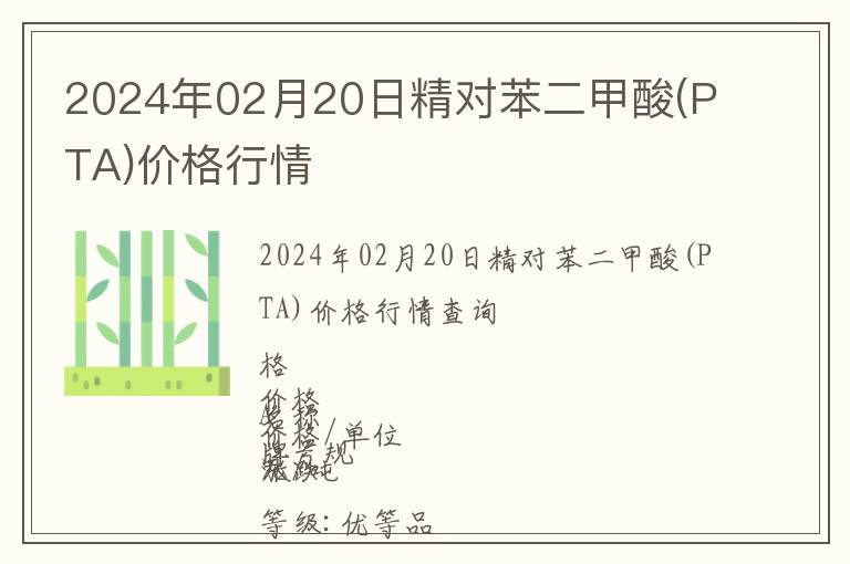 2024年02月20日精對苯二甲酸(PTA)價格行情