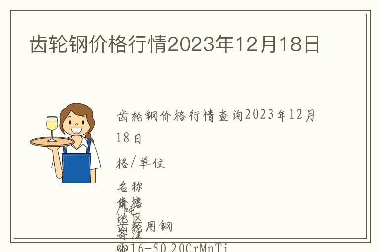 齒輪鋼價格行情2023年12月18日