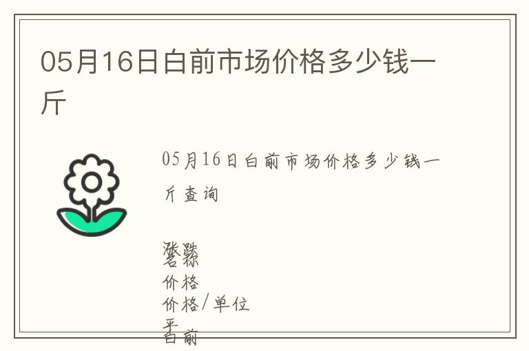 05月16日白前市場價格多少錢一斤