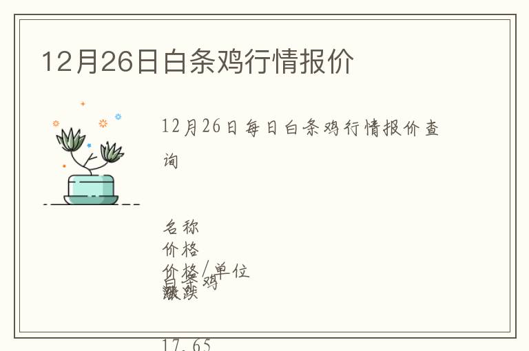 12月26日白條雞行情報價