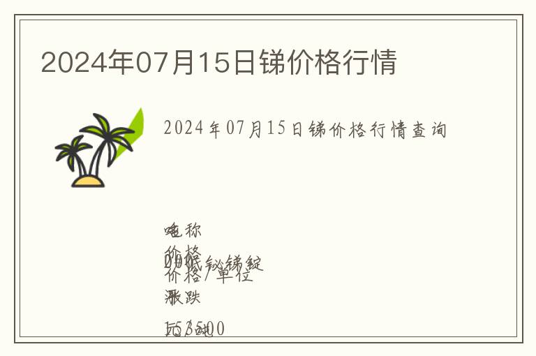 2024年07月15日銻價格行情