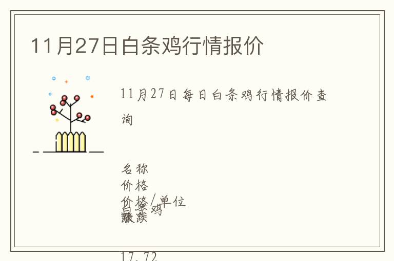 11月27日白條雞行情報價