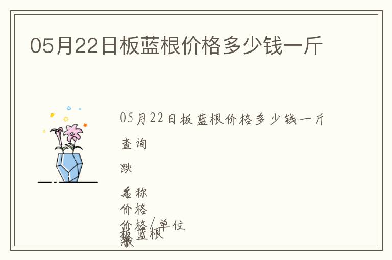 05月22日板藍根價格多少錢一斤