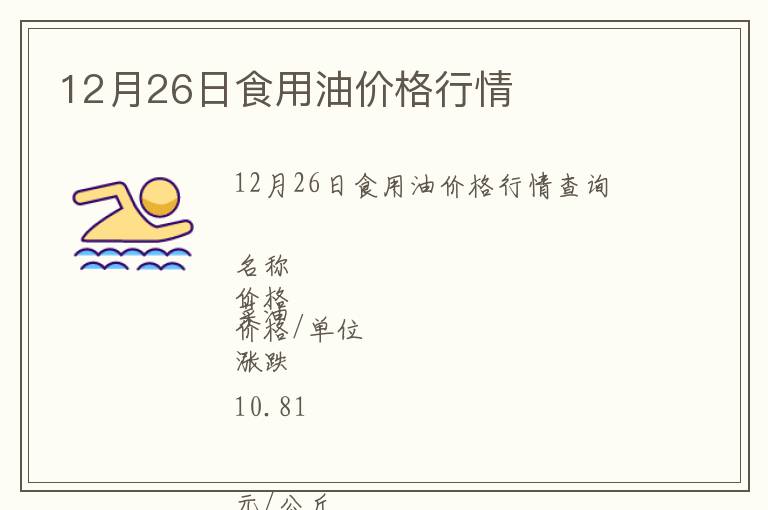 12月26日食用油價格行情