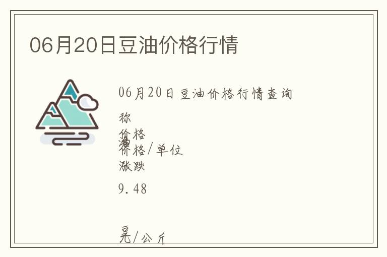 06月20日豆油價格行情