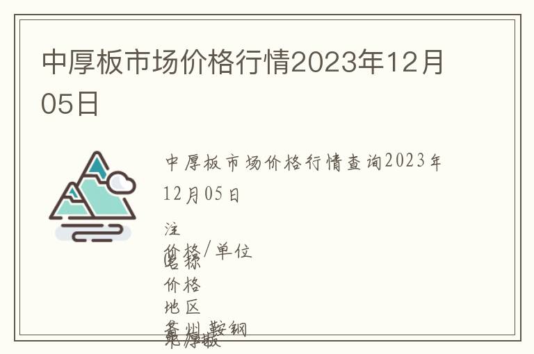 中厚板市場價格行情2023年12月05日