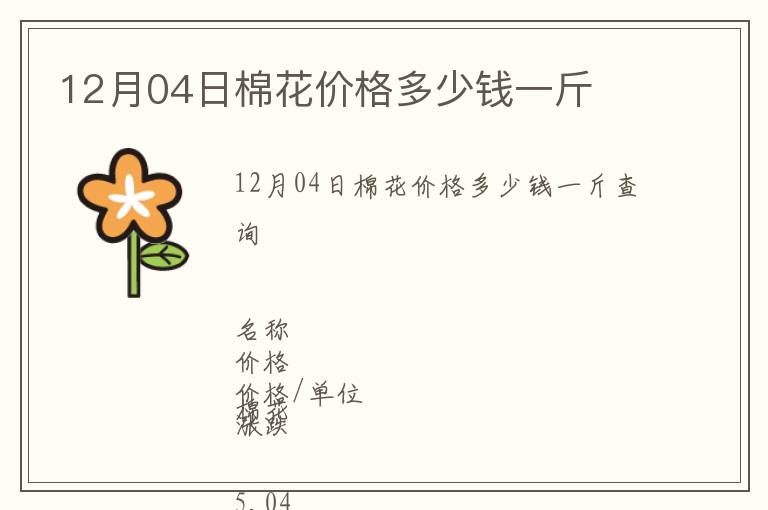 12月04日棉花價格多少錢一斤