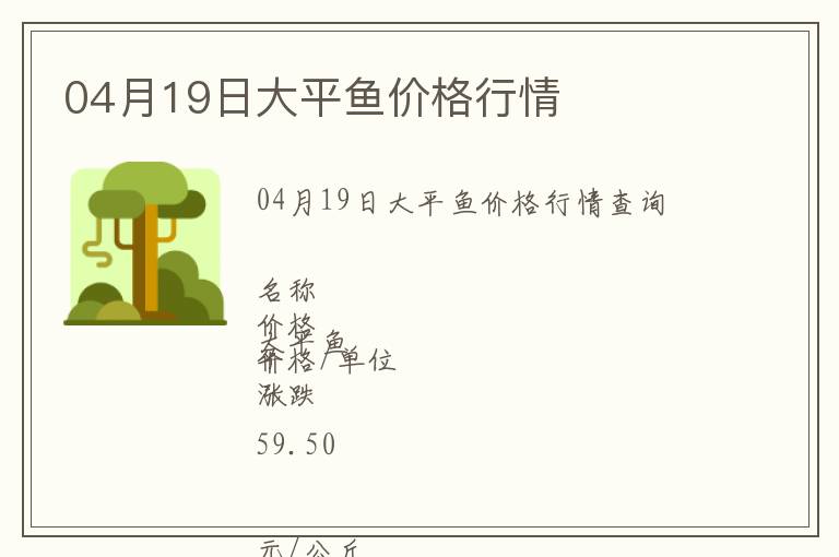 04月19日大平魚價格行情