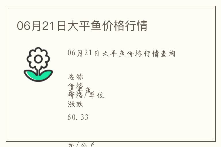06月21日大平魚價格行情